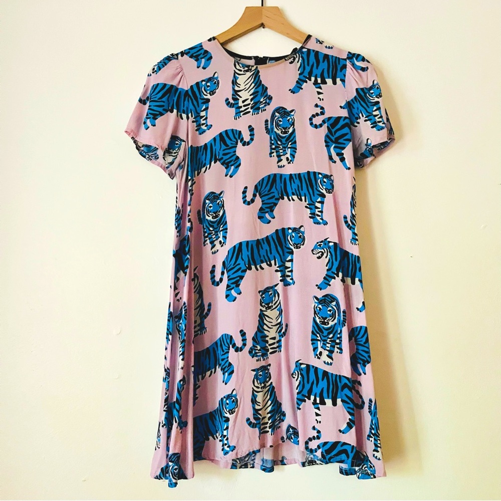 Nooworks Molly Dress in Blue Tiger print